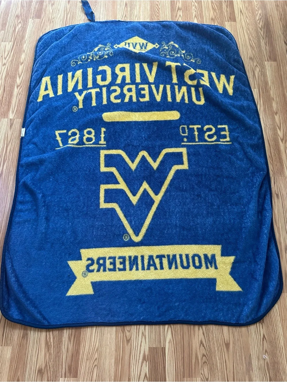 West Virginia Mountaineers Navy and Gold Plush Throw Blanket